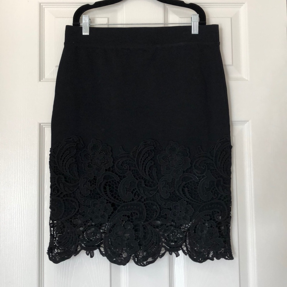 Haute Monde Black Lace Pencil Skirt